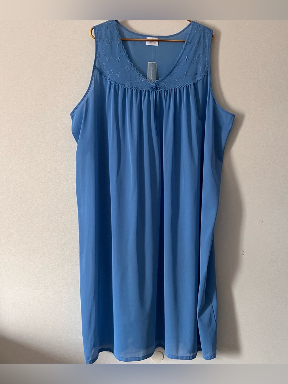 Vintage NWT Fundamentals Blue Embroidered Lace Nightgown Sears Deadstock Size 3X